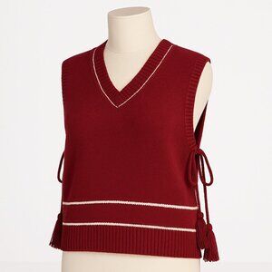 NEW Free People All Star Stripe Poncho One Size Burgundy Red with White Stripes